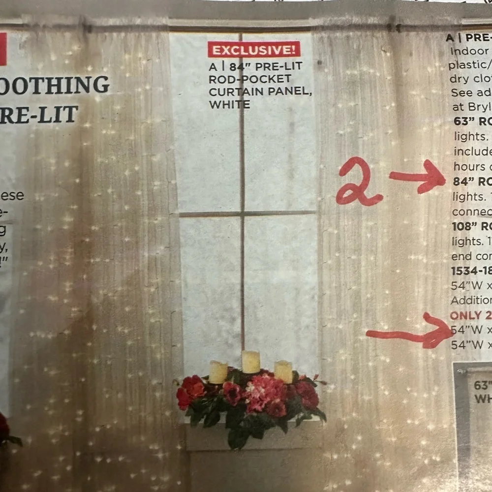 Pre-Lit Elegant Gold Sheer Curtain with LED Lights 2 Panels